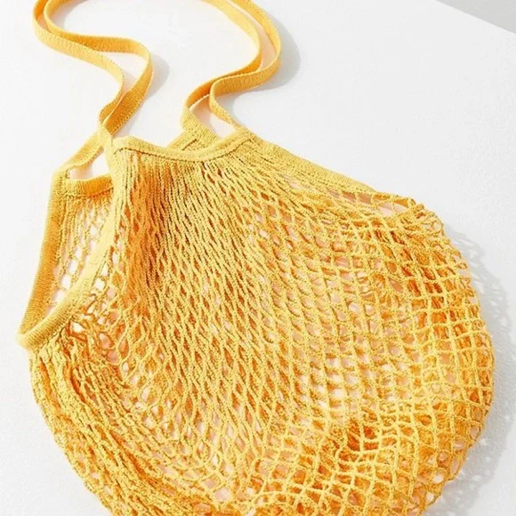 🍋 Limoncello Yellow Parisienne Cotton Open Net Market Tote - Picture 1 of 4